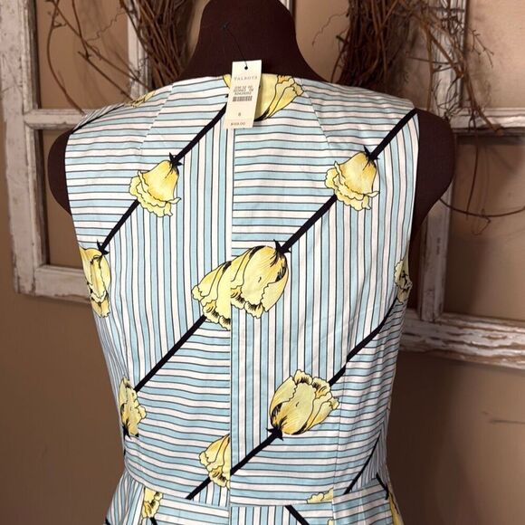 NWT Talbots fit and flare midi dress women’s size 6 yellow tulips blue black str - Picture 6 of 13
